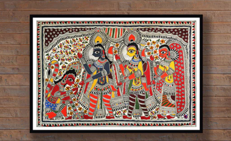 Premium Handmade Madhubani Cloth Painting – with Handcrafted Decorative Edge