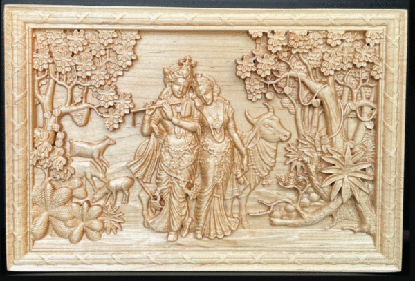 Wooden Wall Hanging Radha Krishna ll Handmade and Handicrafting