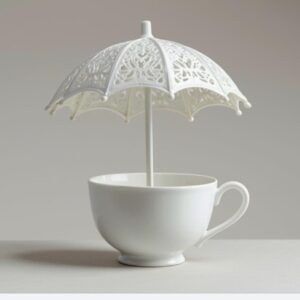 Ceremic Umbrella and Cup II Show Piece
